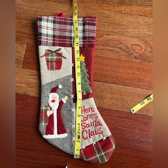 Dan Dee Christmas Stocking Here Comes Santa Claus Primitive Country Patchwork - Picture 8 of 11